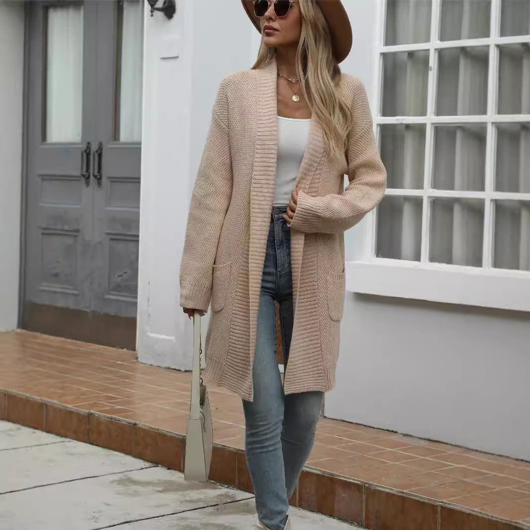 Damen Strickjacke mit offener Vorderseite und lässigem Schnitt EB