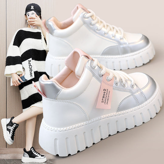 Damen Modische High-Top Sneakers mit sportlichem Design und robustem Sohlenprofil EB