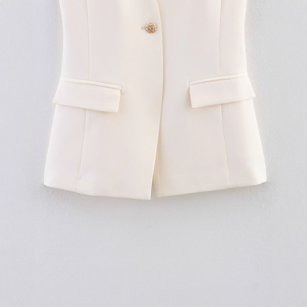 Damen elegante Blazer-Weste ohne Ärmel EB
