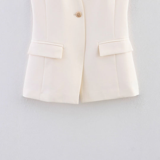 Damen elegante Blazer-Weste ohne Ärmel EB