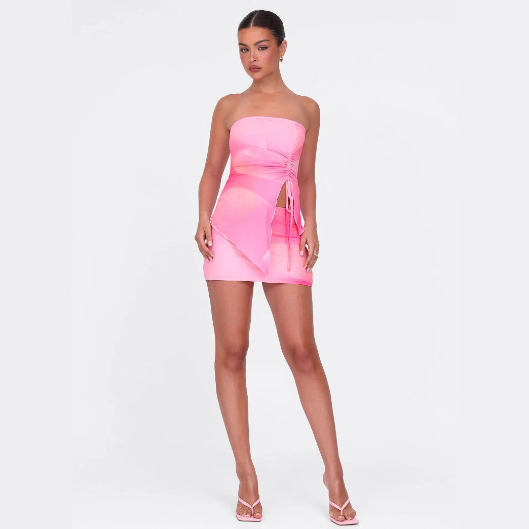Damen Mini-Kleid mit asymmetrischem Schnitt und Raffungsdetails EB