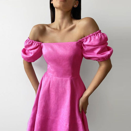 Damen Verspieltes Kleid mit großzügigen Puffärmeln und schwingendem Saum EB