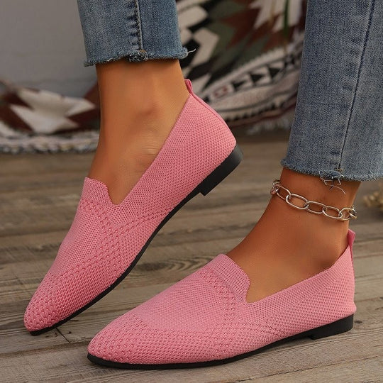 Damen bequeme Slipper mit atmungsaktivem Strickdesign EB