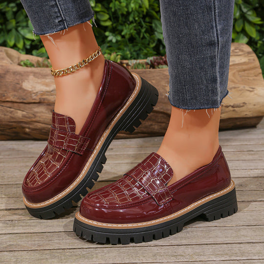Damen Loafers mit glattem Obermaterial und robustem Profilsohle EB