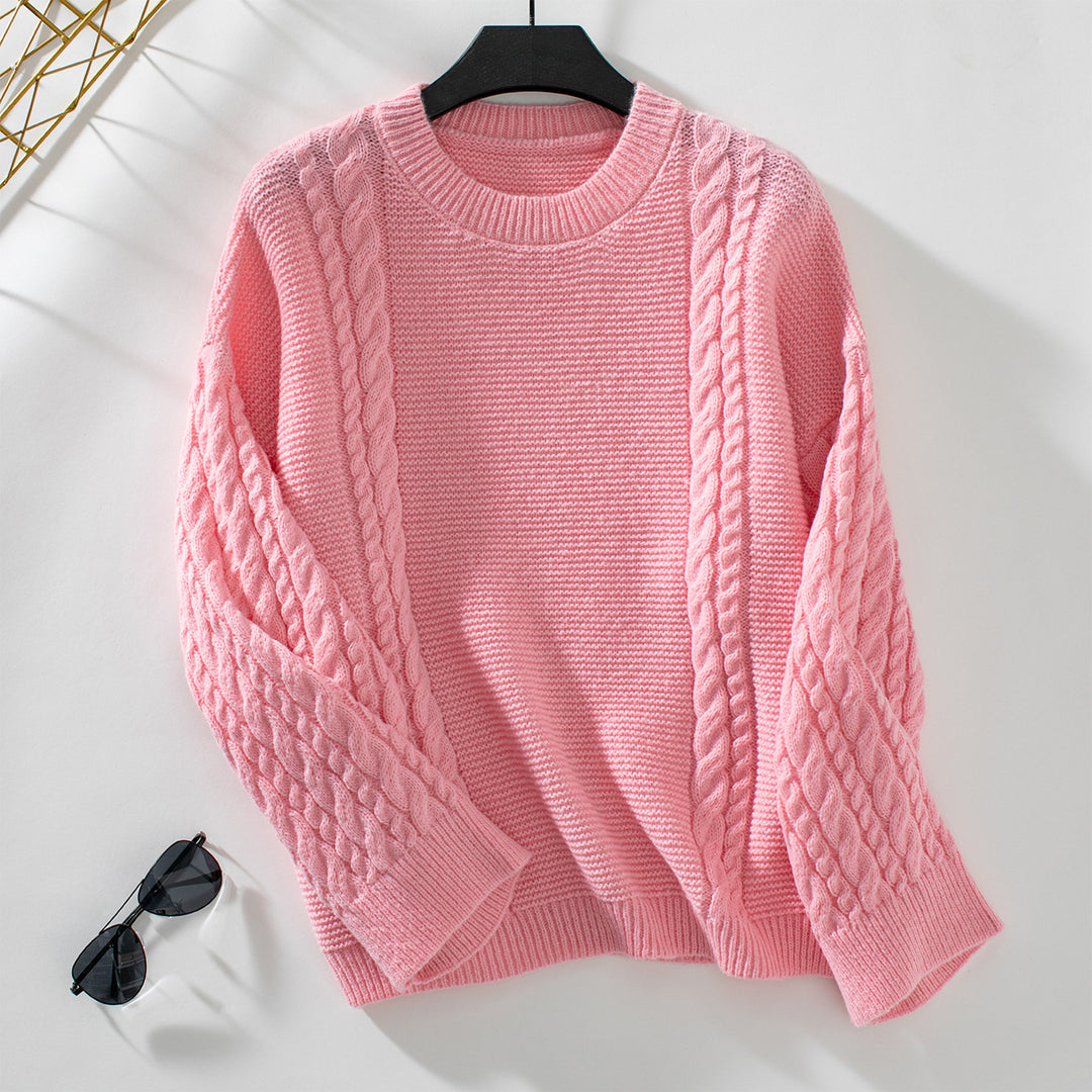 Damen Strickpullover mit strukturiertem Zopfmuster EB