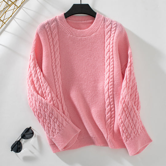 Damen Strickpullover mit strukturiertem Zopfmuster EB