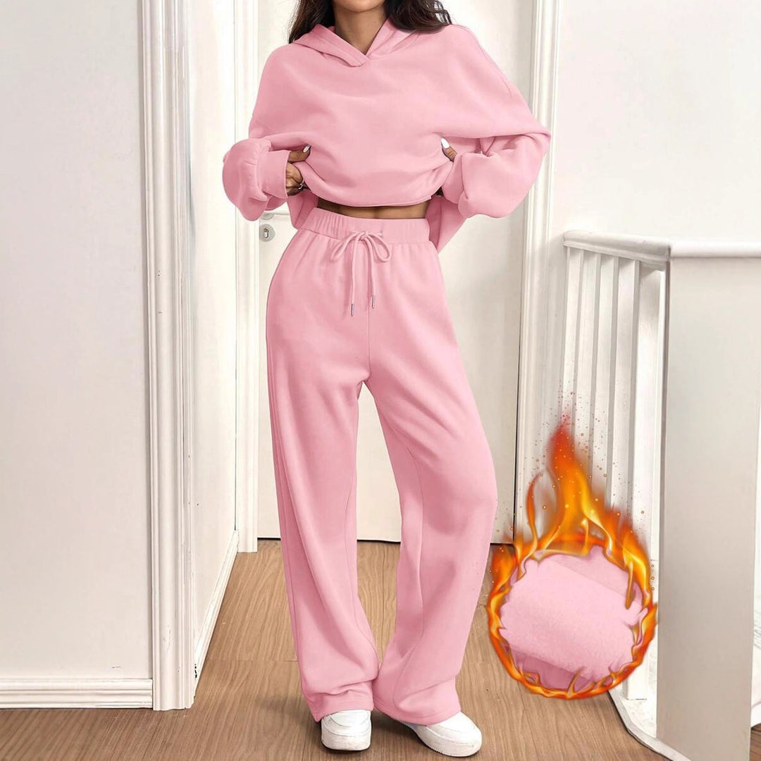 Damen Sweat-Set mit lässigem Schnitt und hohem Kragen EB