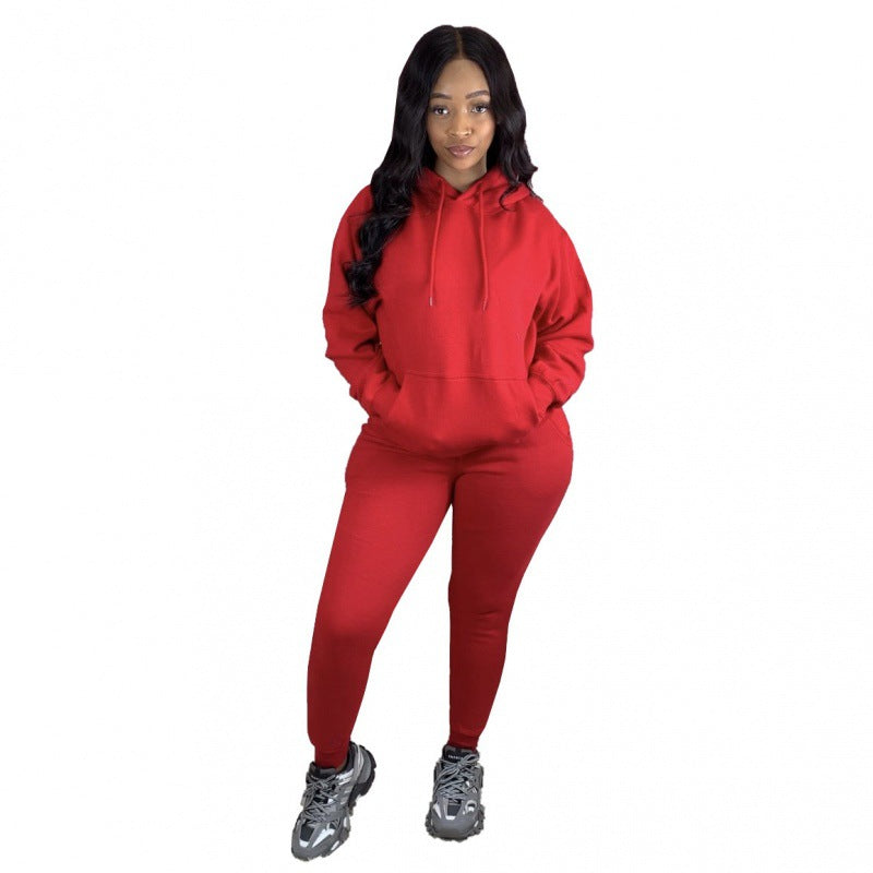 Damen Zweiteiliges Freizeitset mit Oversize Kapuzenpullover und Leggings mit hohem Bund, schmaler Passform EB