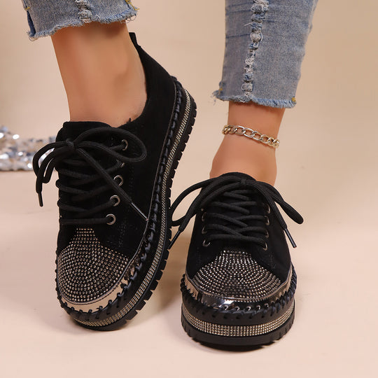 Damen komfortable Sneakers mit Glitzerdetails und kuscheligem Innenfutter EB