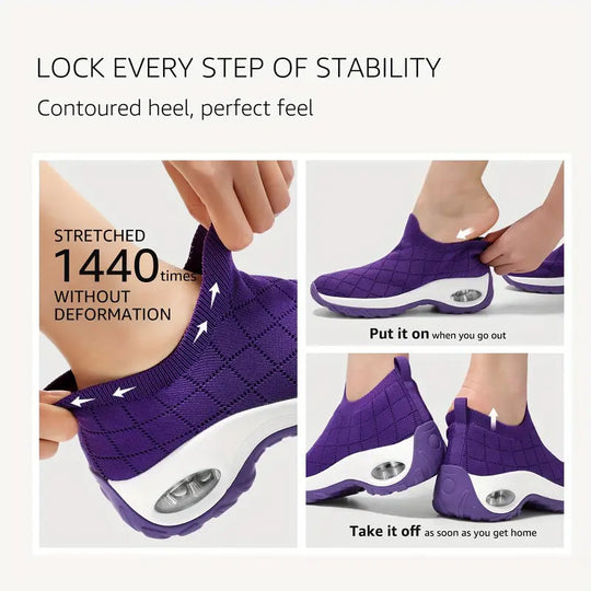 Damen Komfortable Slip-On Sneakers mit innovativer Luftpolstertechnologie EB