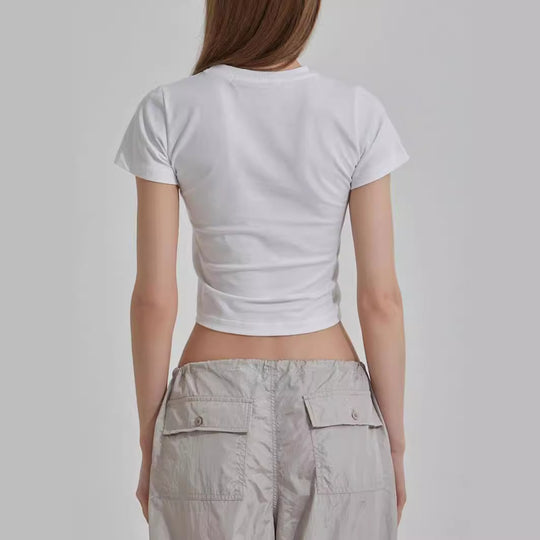 Damen cropped T-Shirt mit einzigartigem 3D-Design einer Schleife EB