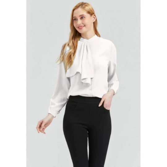 Damen Bluse mit eleganter Rüschendetails und Kragen EB