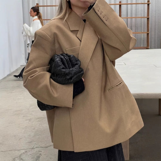 Damen Oversized Blazer mit eleganter Tasche und schickem Revers EB