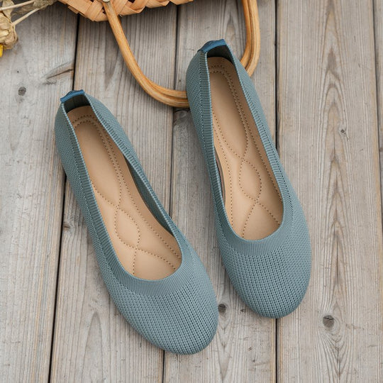 Damen Ballerinas mit elegantem Strickdesign und modischer Perlverzierung EB