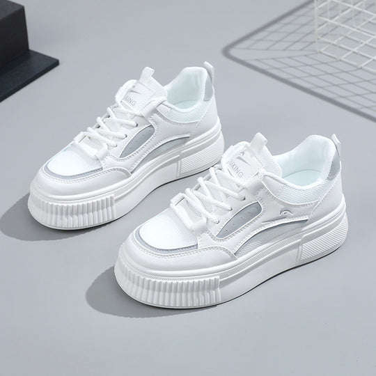 Damen modische Plateausneaker mit atmungsaktiver Oberflächenstruktur EB