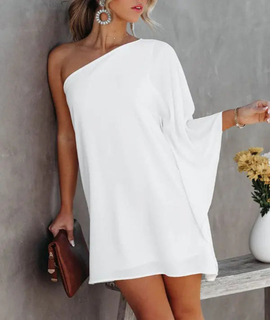 Damen asymmetrisches Mini-Kleid mit grafischem Aufdruck EB