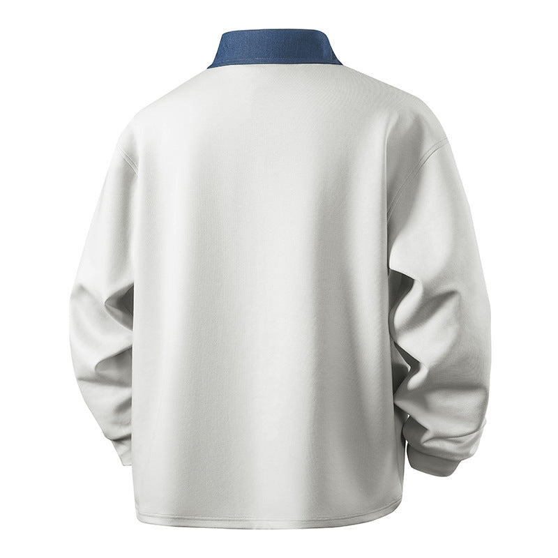 Herren oversized Sweatshirt mit kontrastierendem Hemdkragen und Poloplatz EB