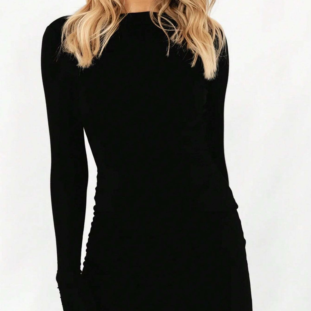 Damen figurbetontes Langarm‑Minikleid aus Stretch‑Jersey mit taillierter Raffung Eichborn Berlin