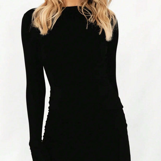 Damen figurbetontes Langarm‑Minikleid aus Stretch‑Jersey mit taillierter Raffung Eichborn Berlin