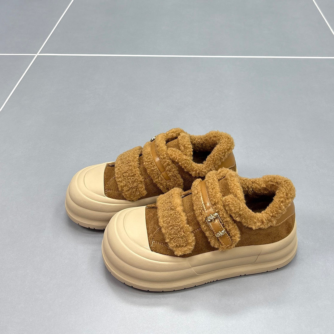 Damen Komfortable Sneaker mit kuscheligem Fleece-Futter und praktischen Klettverschlüssen EB
