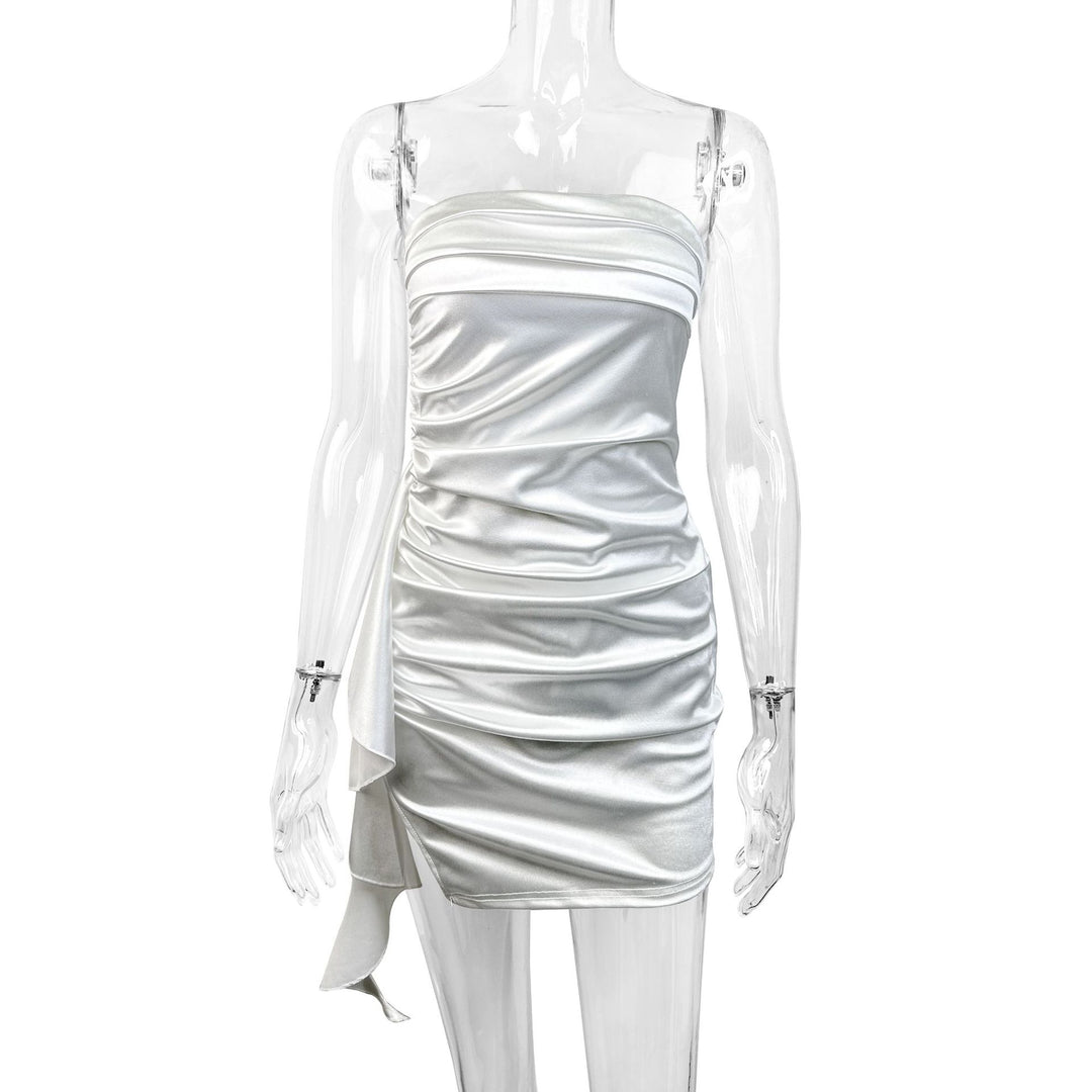 Damen Elegantes Minikleid mit seitlicher Raffung und asymmetrischem Saum EB