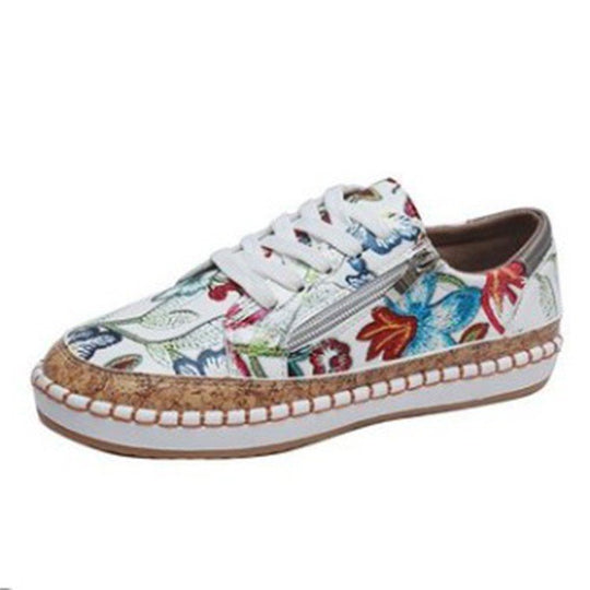 Damen modische Sneakers mit elegantem Reißverschluss und Korksohle EB