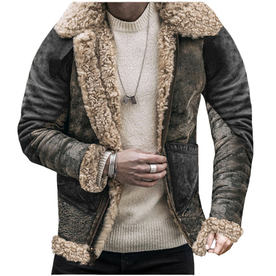 Herren Teddy-Lederjacke mit warmem Innenfutter EB