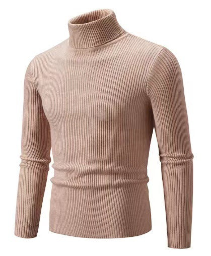 Herren nan Rippstrick Rollkragenpullover figurnaher elastischer Feinstrick EB