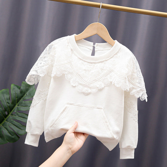 Damen Sweatshirt mit verlunter Spitze EB