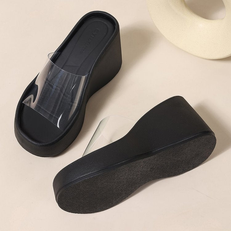 Damen Plateausandalen mit transparentem Riemendesign EB