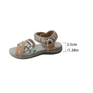 Damen Komfortable Riemensandalen mit modischem Ethno-Muster EB
