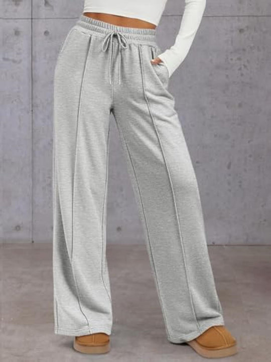 Damen Komfortable Weite Sweatpants mit elastischem Bund und praktischen Taschen EB