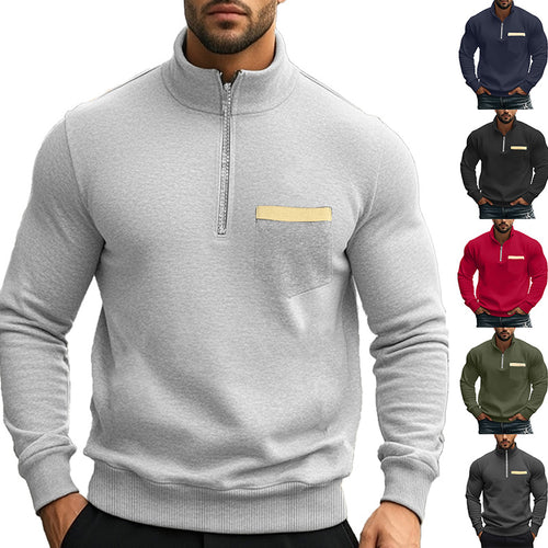 Herren nan thermischer Halbzip-Pullover mit Stehkragen und wärmendem Fleece-Innenfutter EB