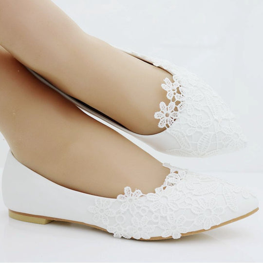 Damen Elegante Ballerinas mit filigraner Blumenstickerei EB