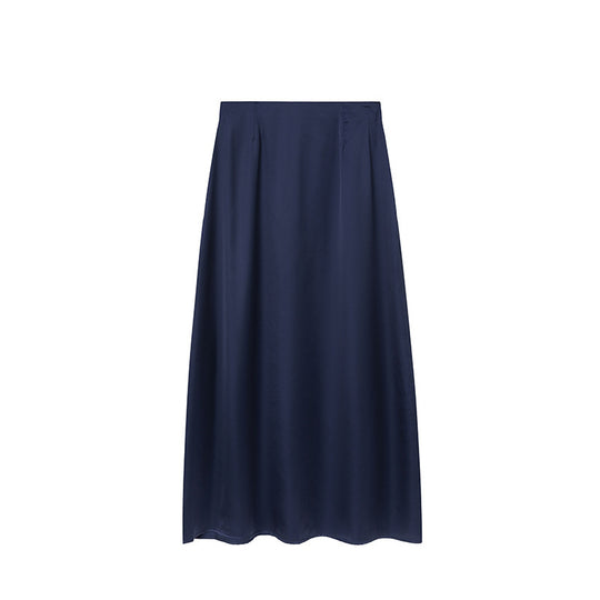 Damen Bodenlanger Satin Maxi-Rock EB
