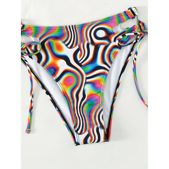 Damen Bikini-Set mit transparenter Crop-Bluse und einzigartigem Muster EB