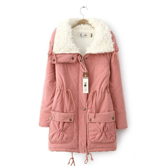 Damen lässige Steppjacke mit kuscheligem Innenfutter und verstellbarem Taillenzug EB