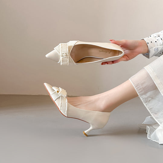 Damen elegante Pumps mit verspieltem Schleifendetail EB