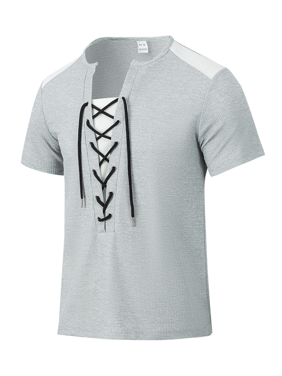 Herren Kurzarm Shirt mit sportlichem Schnürdesign EB