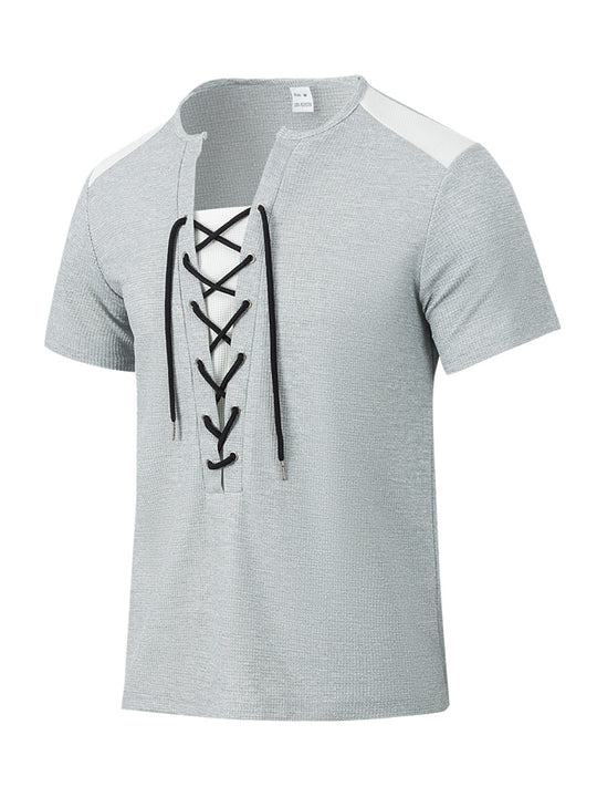 Herren Kurzarm Shirt mit sportlichem Schnürdesign EB