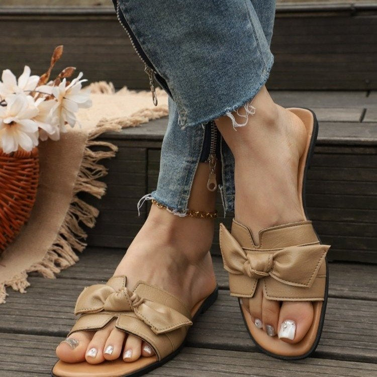 Damen Komfortable Mules mit elegantem Schleifendetail EB
