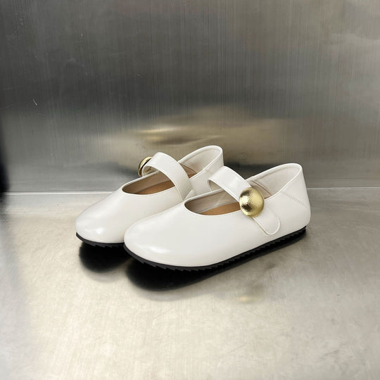 Damen Ballerinas mit elegantem Riemen und goldener Schnalle EB