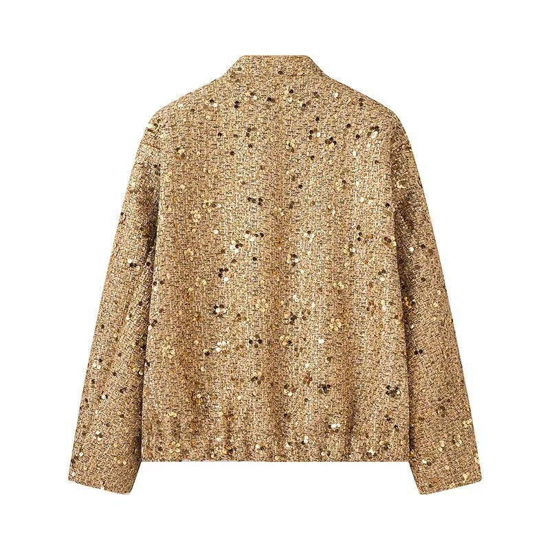 Damen Funktionsjacke mit glitzerndem Lurex und praktischen Taschen EB