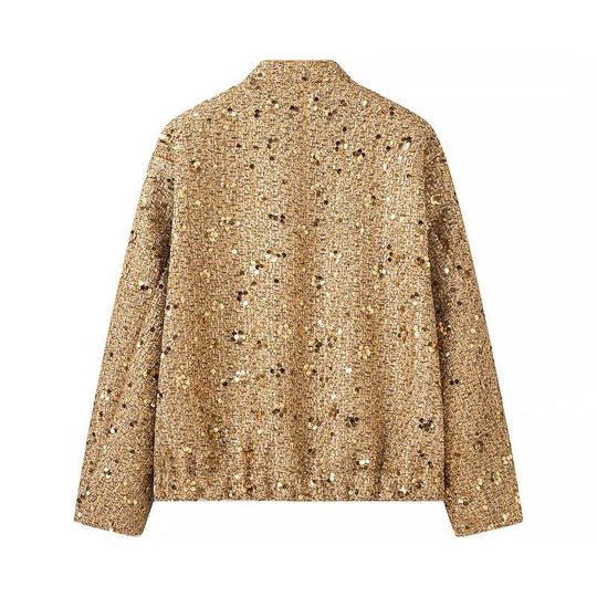 Damen Funktionsjacke mit glitzerndem Lurex und praktischen Taschen EB
