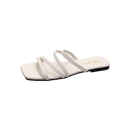 Damen flache Riemchen-Sandalen mit quadratischer Spitze EB