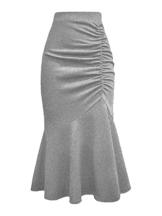 Damen eleganter Midirock mit asymmetrischem Schnitt und Raffung EB