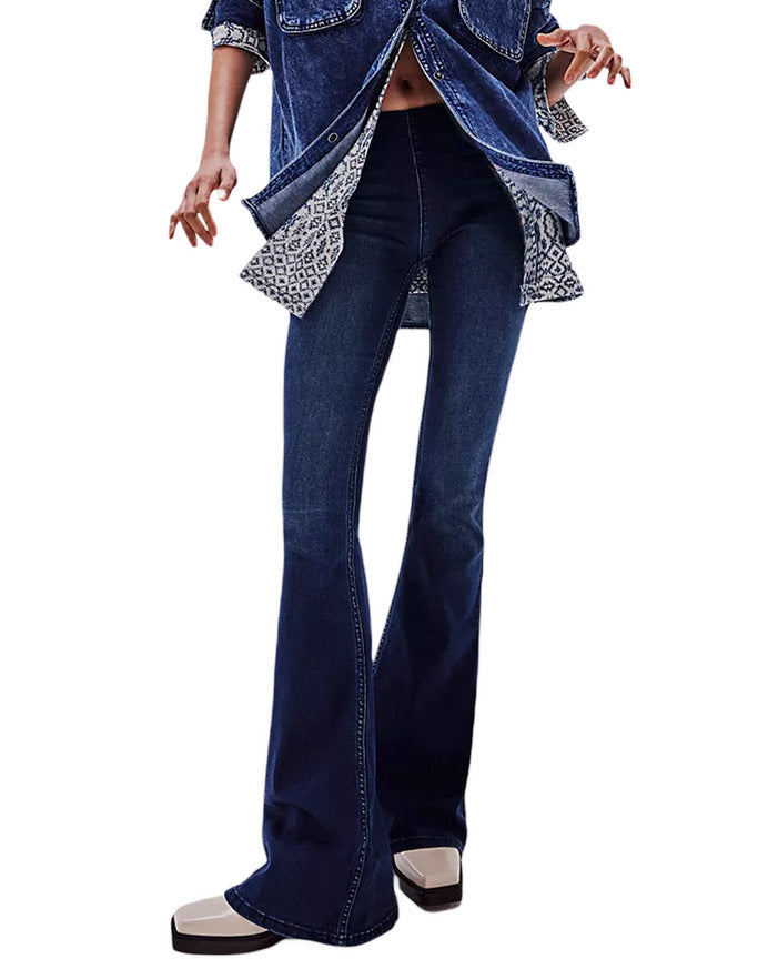 Damen Flared Jeans mit hohem Bund und figurbetontem Schnitt