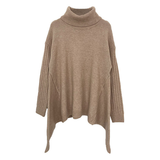 Damen lässiger Pullover mit Stehkragen und asymmetrischem Schnitt EB