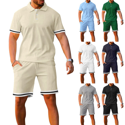 Herren Sportliches Polo- und Shorts-Set mit Kontrastdetails EB