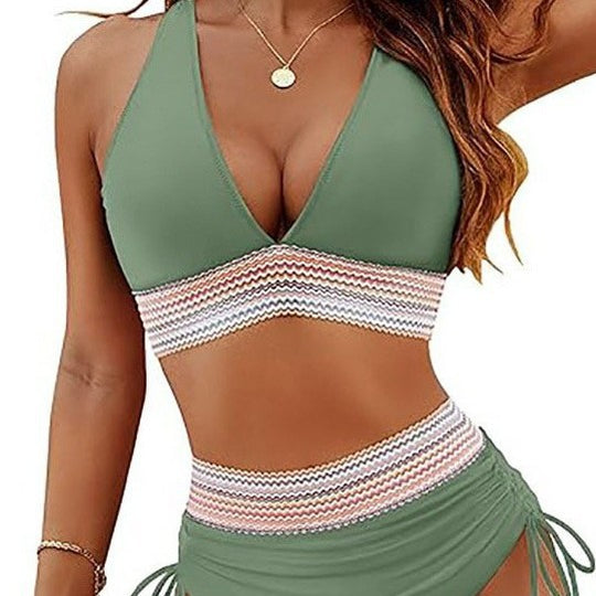 Damen Hochtailliertes Bikini-Set mit verstellbaren Trägern EB